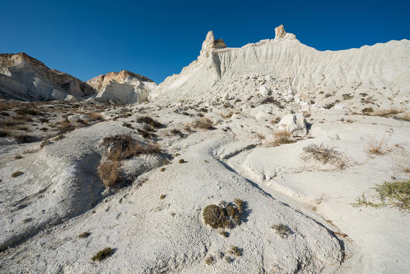 White rock formations at Caspian Depression desert, Aktau, Mangystau region, Kazakhstan