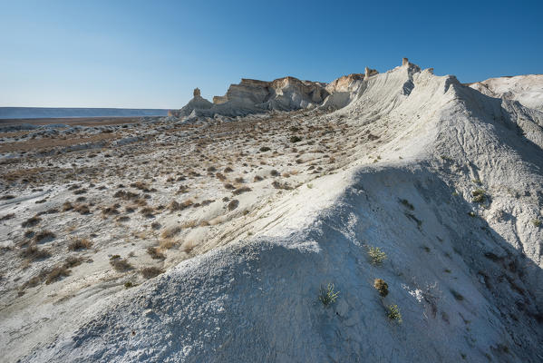 White rock formations at Caspian Depression desert, Aktau, Mangystau region, Kazakhstan