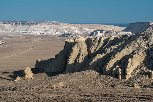 Rock formations at Caspian Depression desert, Aktau, Mangystau region, Kazakhstan