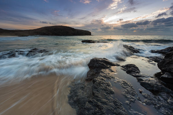Los Papayao beach at sunrise, Lanzarote, Canary island, Spain, Europe