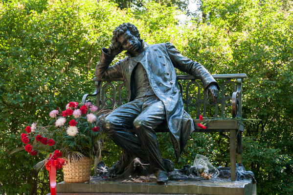 Monument to Alexander Pushkin in Tsarskoye Selo, Saint Petersburg, Russia