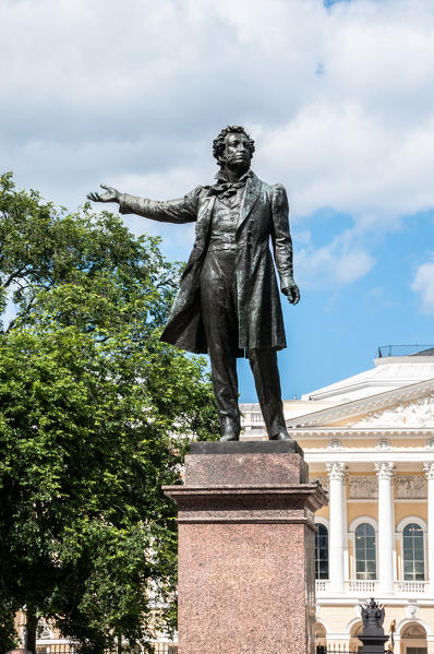 Monument to Alexander Pushkin on Arts Square in front of the State Russian Museum, Saint Petersburg, Russia