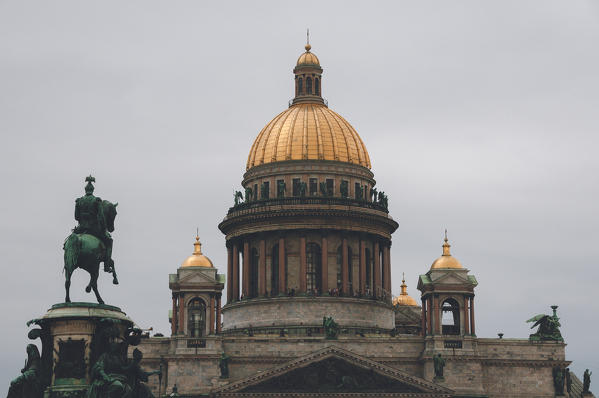 View from Mariinsky Palace on St. Isaac's Cathedral, Monument to Nicholas I, Saint Petersburg, Russia