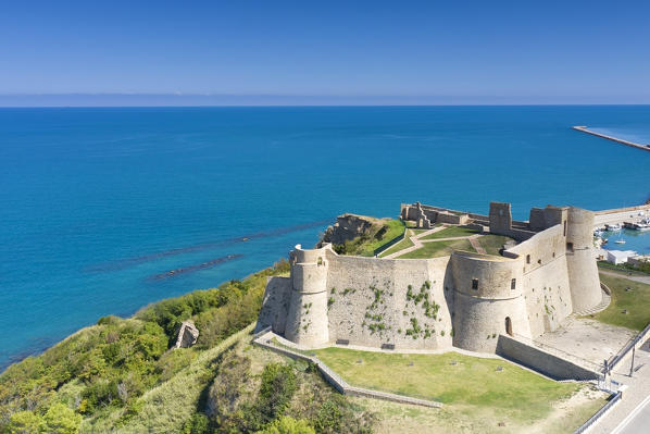 aerial view of the Aragonese castle of Ortona, during a summer day, municipality of Ortona, Chieti province, Abruzzo district, Italy, Europe