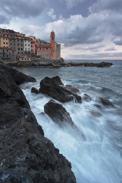 A beautiful spring sunset taken along the cliffs of Tellaro, UNESCO World Heritage Site, municipality of Lerici, La Spezia province, Liguria district, Italy, Europe
