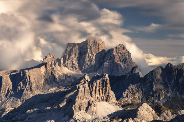 a long exposure to capture the sunset light over the Pelmo mountain, Dolomiti, Veneto district, Italy, Europe