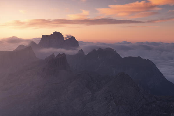 a long exposure to capture the sunset light over the Pelmo mountain, Dolomiti, Veneto district, Italy, Europe