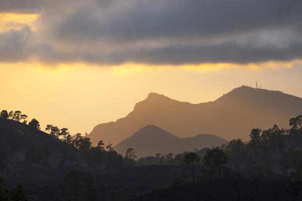 a warm light of the sunset envelope the mountain near to Teide Volcano during a spring day, Tenerife, Canary Island, Spain, Europe