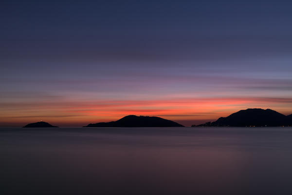 Sunset on the Palmaria island, municipality of Portovenere, La Spezia province, Liguria, Italy, Europe