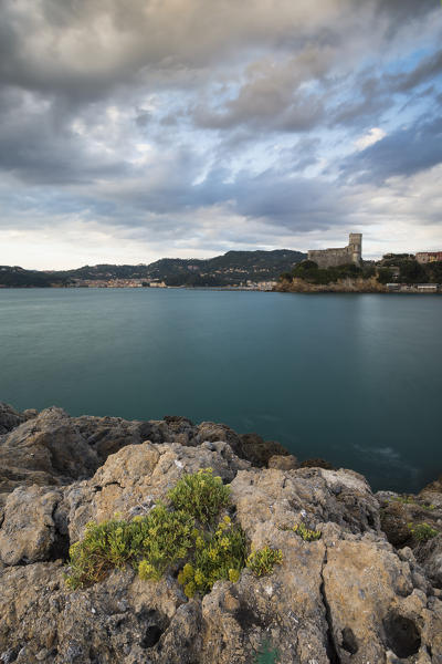 Sunset on castle of Lerici, municipality of Lerici, La Spezia provence, Liguria, Italy, Europe
