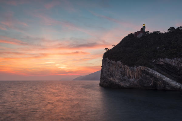 Sunset at Tino island, municipality of Portovenere, La Spezia province, Liguria, Italy, Europe