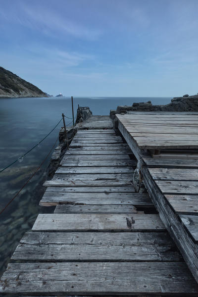 Cloudy summer day at harbour of Schiara, municipality of La Spezia, La Spezia provence, Liguria, Italy, Europe