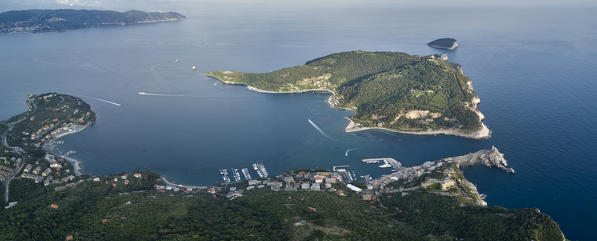 aerial view of portovenere gulf, municipality of portovenere, La Spezia provence, Liguria, Italy, Europe