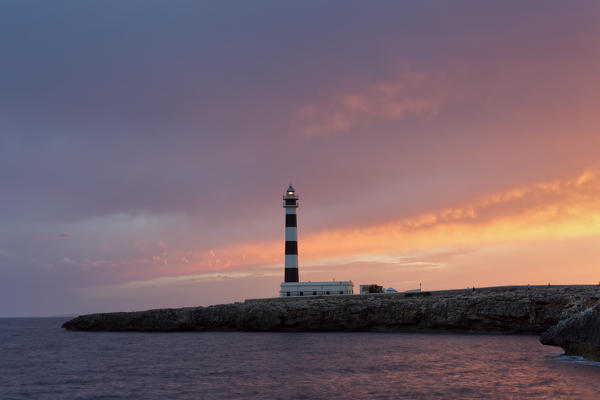 sunset at cap d'Artrutx, municipality of Ciutadella, Menorca, Balearic Island, South Spain, Europe
