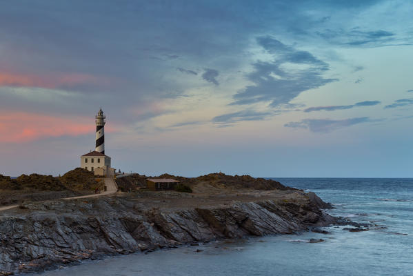 sunset at cap de Favaritx, municipality of Mahon, Menorca, Balearic Island, South Spain, Europe