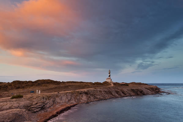 sunset at cap de Favaritx, municipality of Mahon, Menorca, Balearic Island, South Spain, Europe