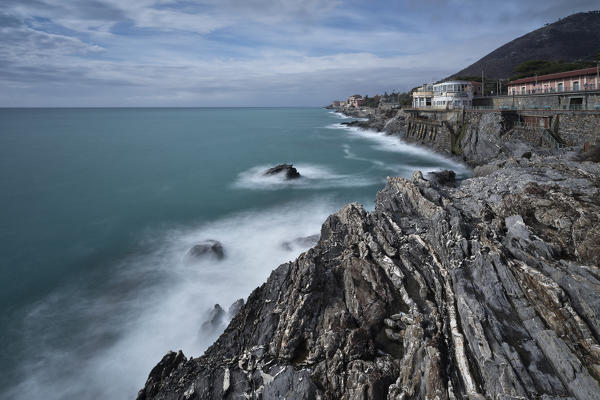 Cliff at Genova Nervi, municipality of Genova, Liguria, Italy, Europe 