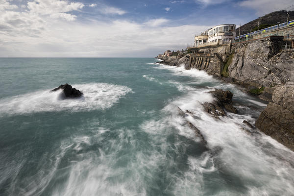 Cliff at Genova Nervi, municipality of Genova, Liguria, Italy, Europe 