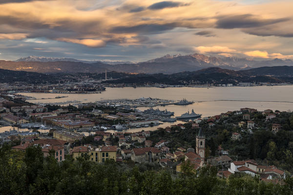 Spring sunset at Volastra, Cinque Terre, municipality of Riomaggiore, La Spezia province, Liguria, Italy, Europe