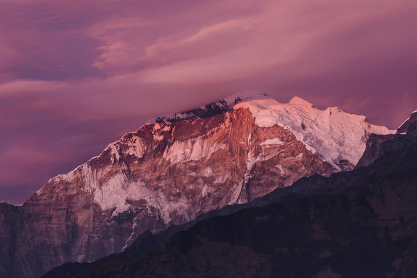 Clouds above Annapurna at sunset, Himalayas, Nepal