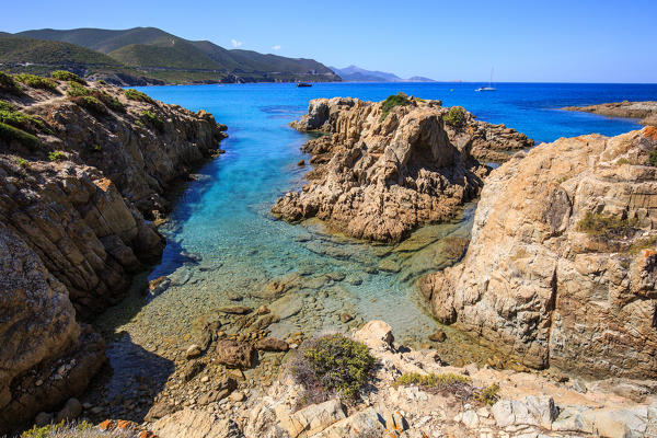 Balagne, cove from the Ostriconi beach on Corse, France