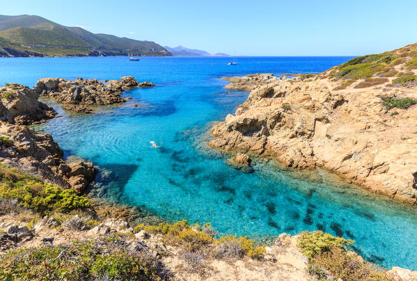 Balagne, cove from the Ostriconi beach on Corse, France