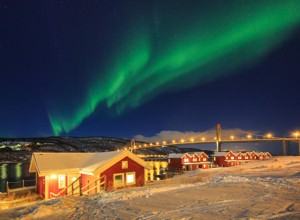 Norway, Lofoten island, tjeldsundbrua, Northern light