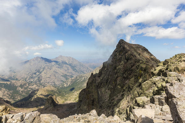 Rocky peak of Monte Cinto, Haut-Asco, Corte, Corsica, France