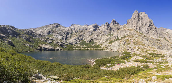 Panoramic of Lake Melu (Lago di Melu), Val Restonica, Corte, Corsica, France 