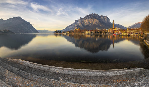 Lecco at sunset, Lecco, Lombardy, Italy, Southern Europe
