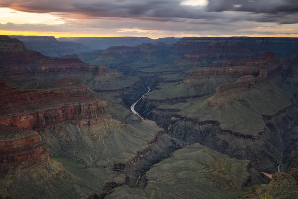 Grand Canyon National Park at sunset, South Rim, Pima Point, Arizona, North America, USA
