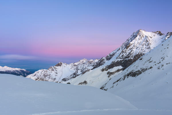 Dusk over Cima Busazza, Trento, Val Presena, Trentino Alto Adige, Italy, Southern Europe