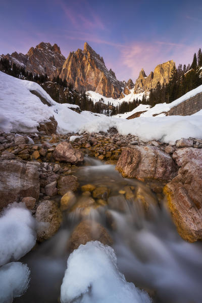 Monte Cristallo and Piz Popena at sunset, Belluno, Veneto, Italy, Western Europe