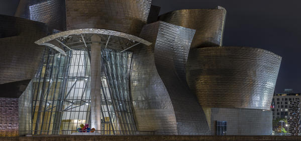 Guggenheim Museum at night, Bilbao, Basque country, Spain, Iberian Peninsula, Western Europe