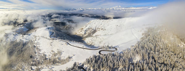Aerial view of Mottarone, Novara, Verbano Cusio Ossola, Piedmont, Italy, Southern Europe
