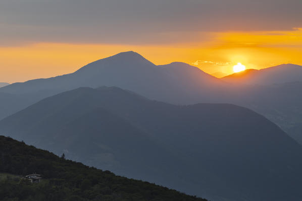 A view from Colmi di Polaveno at sunset, Polaveno, Iseo lake, Brescia, Lombardy, Italy, Southern Europe