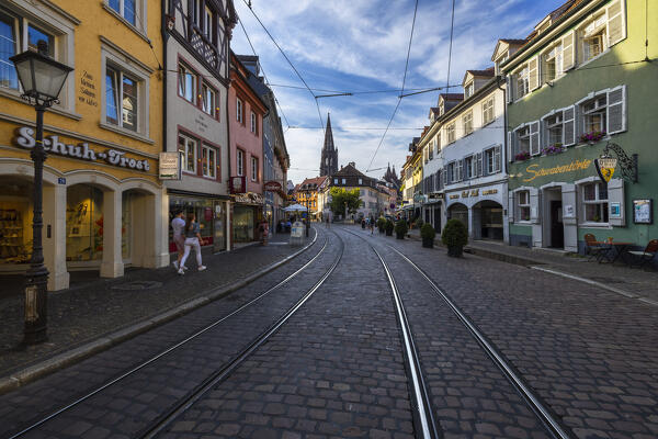 Freiburg im Breisgau with the view of its gothic cathedral, Baden Wurttemberg, Germany, Deutschland, Western europe