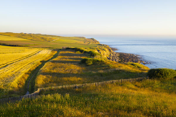 Sunset from Cap Gris Nez and the beautiful view of France coast, Audinghen, Boulogne sur Mer, Calais, Cote d’Opale, Haute France, France, Western Europe