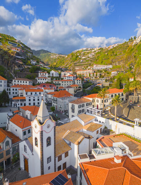 Aerial view of The town of Ponta do Sol at sunset. Madeira region, Portugal, Europe