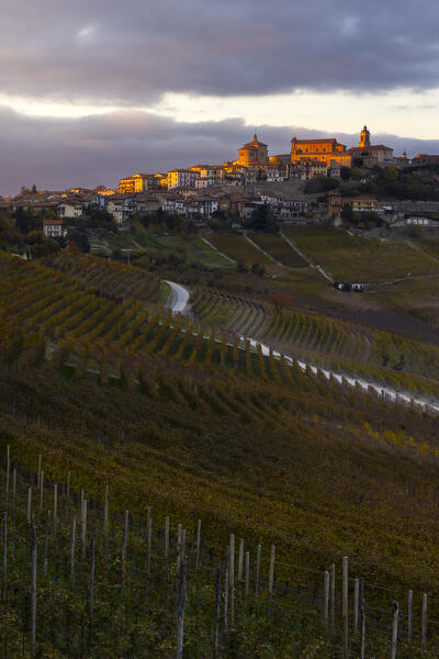 La Morra at sunset, Cuneo, Langhe e Roero, Piedmont, Italy, Southern Europe