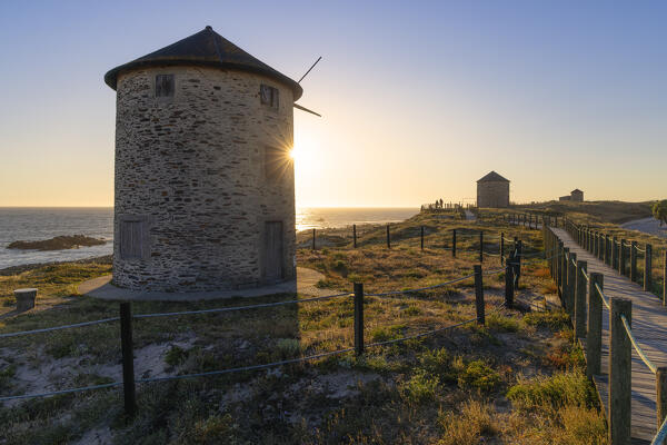 Apulia Windmills at sunset, Apulia, Esposende, Braga, Norte, Portugal, Iberian Peninsula, Western Europe
