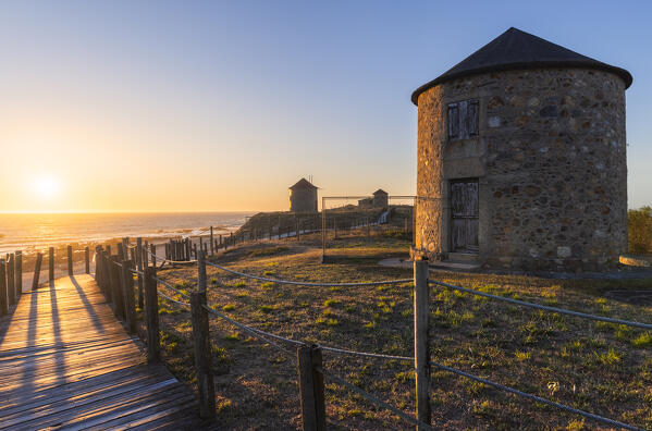 Apulia Windmills at sunset, Apulia, Esposende, Braga, Norte, Portugal, Iberian Peninsula, Western Europe