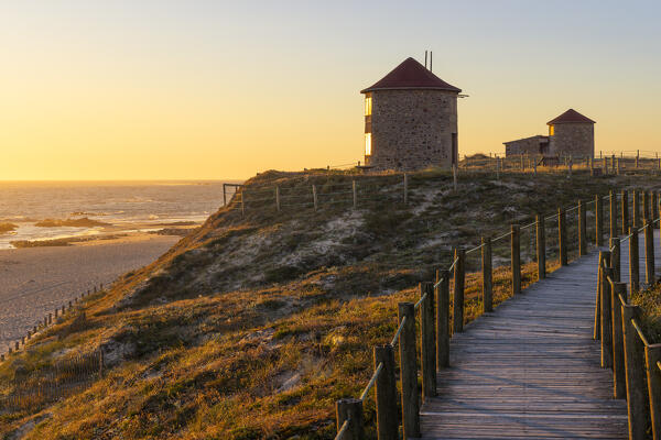 Apulia Windmills at sunset, Apulia, Esposende, Braga, Norte, Portugal, Iberian Peninsula, Western Europe