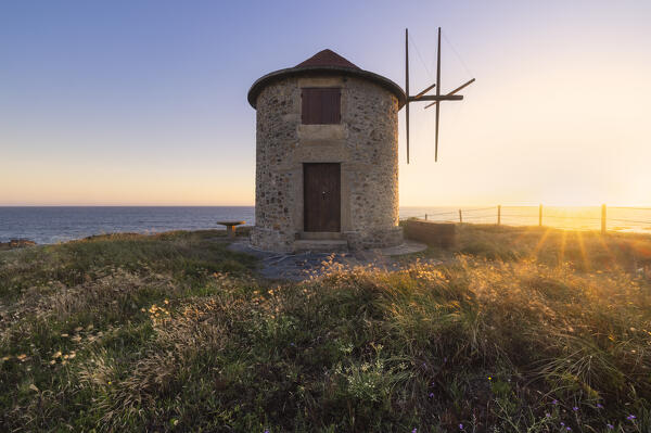 Apulia Windmills at sunset, Apulia, Esposende, Braga, Norte, Portugal, Iberian Peninsula, Western Europe