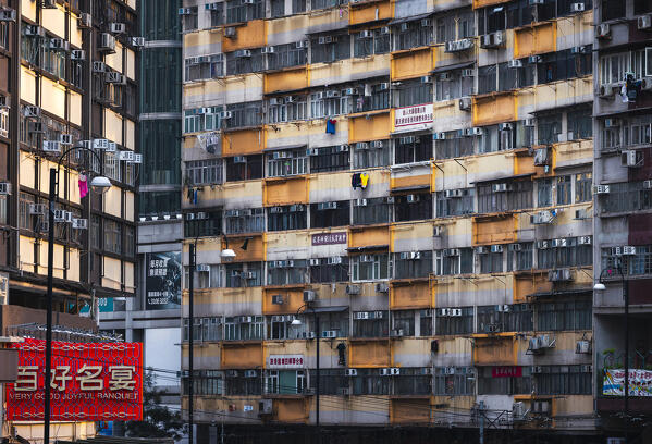 Details of Nam Tin building, North Point. Hong Kong, China, Asia