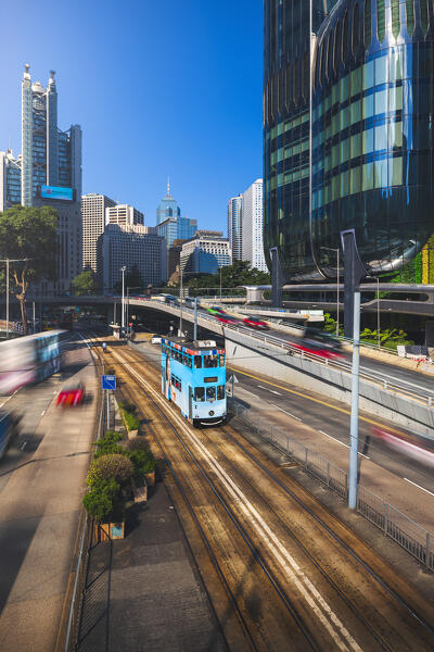 A tram in Central, Hong Kong island, Hong Kong, China, Asia