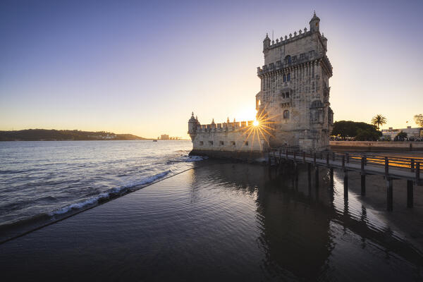 Belem Tower during sunset, Restelo, Belem, Lisbon, Portugal, Iberian peninsula, Western Europe