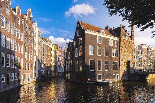 Sint Olofssteeg corner in Amstedam during summer sunset, De Wallen, Binnenstad, Netherlands, North Holland, Western Europe