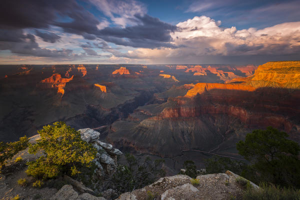 Grand Canyon National Park at sunset, South Rim, Pima Point, Arizona, North America, USA