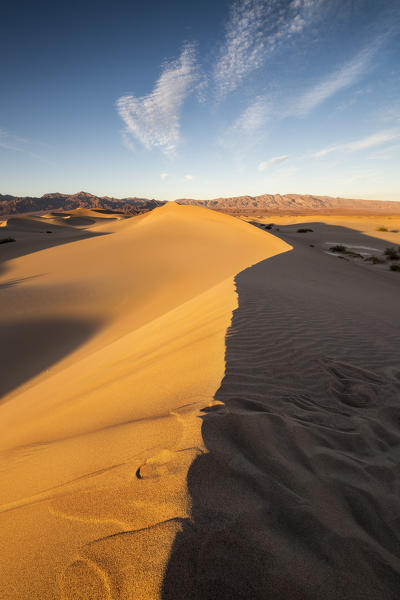 Mesquite Flat Sand Dunes at sunset, Death Valley National Park, California, North America, USA